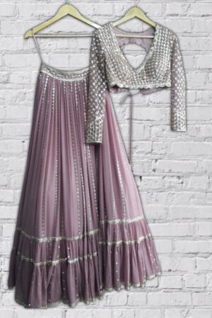 Dusty pink tiered Lehenga Choli set